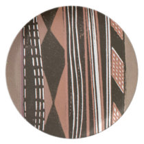 Retro Deco Lines in Brown Party Plates