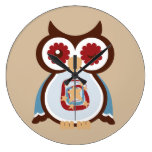 Retro Deco USA 4th July Patriotic Owl Design Round Clocks