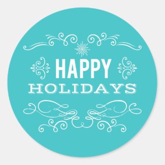Retro Decorative Happy Holidays Sticker