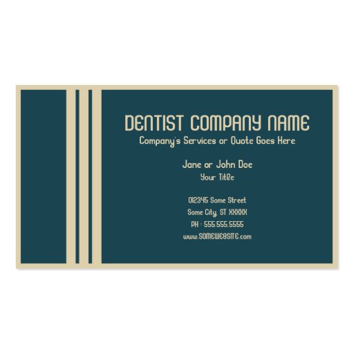 retro dentist business card (back side)