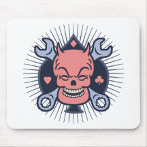 Retro Devil Skull Wrenches Mouse Pad