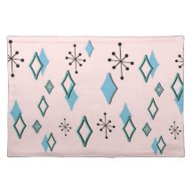 RETRO DIAMONDS & STARBURSTS: PINK, AQUA and BLUE Place Mat