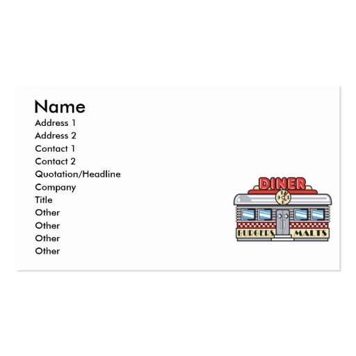 retro diner design business card (front side)