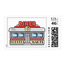 retro diner design postage stamps