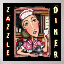Retro Diner Diva Art Print