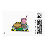 retro diner fast food meal postage stamps