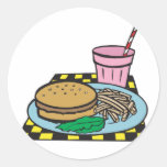 retro diner fast food meal round stickers