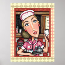 Retro Diner Waitress Diva Art Print