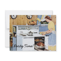 Retro Dinner Party Custom Invitations