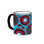 Retro Distressed Aqua Floral Pattern Customized mugs