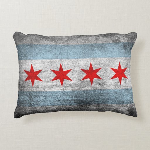 Retro Distressed Chicago Flag Decorative Pillow Zazzle