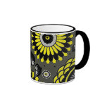Retro Distressed Yellow Floral Pattern Customized mugs