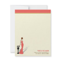 Retro Diva Custom Flat Note Cards (coral) Invites