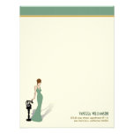 Retro Diva Custom Flat Note Cards (green) Personalized Invitation