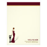 Retro Diva Custom Flat Note Cards (maroon) Invitation