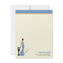 Retro Diva Custom Flat Note Cards (periwinkle) Custom Invitations