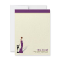 Retro Diva Custom Flat Note Cards (purple) Personalized Invitations