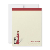 Retro Diva Custom Flat Note Cards (red) Personalized Invites