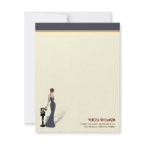 Retro Diva Custom Flat Note Cards (slate) Personalized Announcement