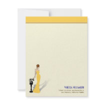 Retro Diva Custom Flat Note Cards (yellow) Personalized Announcements