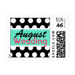 Retro Dots August Customizable Wedding Postage