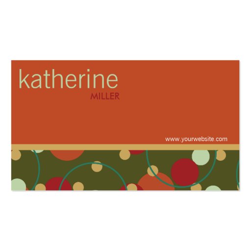 Retro Dots Circles Custom Template Profile Card Business Card (front side)