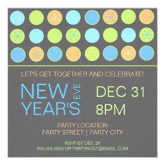 Retro Dots New Years Eve Party Invitation