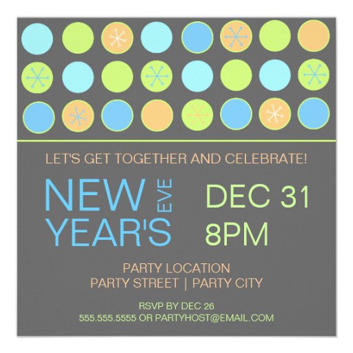 Retro Dots New Years Eve Party Invitation (front side)