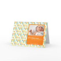 Retro Dots Orange • Baby Announcement Greeting Card