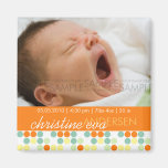 Retro Dots Orange • Baby Announcement Magnets