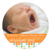 Retro Dots Orange • Baby Announcement stickers