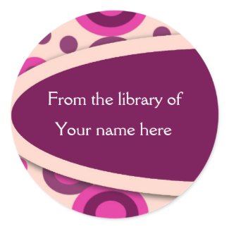 Retro Dots Personalized Bookplates sticker