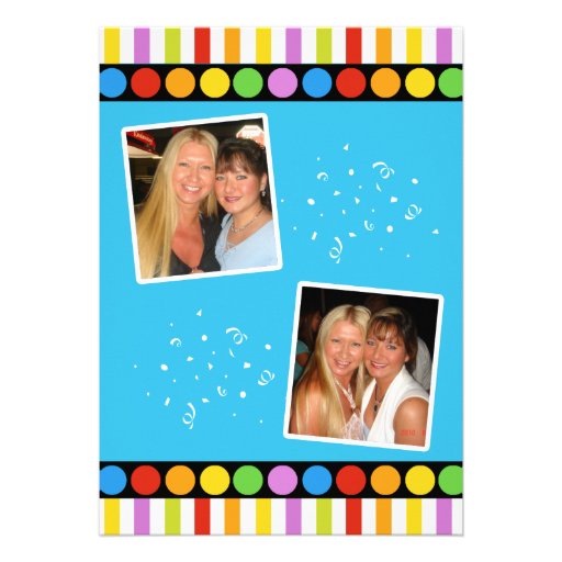 Retro Dots & Stripes Birthday Bowling Party Invite