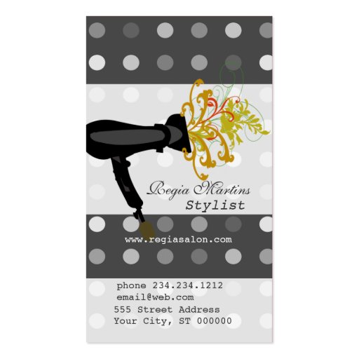 Retro Dotted Beauty Salons Stylist Business Cards (front side)