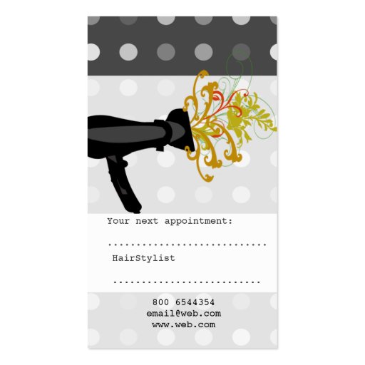 Retro Dotted Beauty Salons Stylist Business Cards (back side)