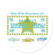 Retro Drive-Thru Diner (grn) Stickers