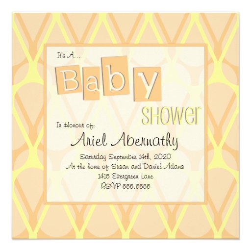 Retro Drop Baby Shower Invitations Orange Zazzle