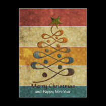 Retro Embossed Gradient Christmas Tree Postcard