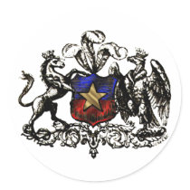 Retro Escudo do Chile Grunge Chilean gifts Round Stickers