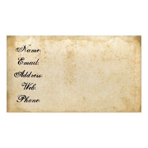 Retro Eyeglasses Grungy Paper Business Card (back side)