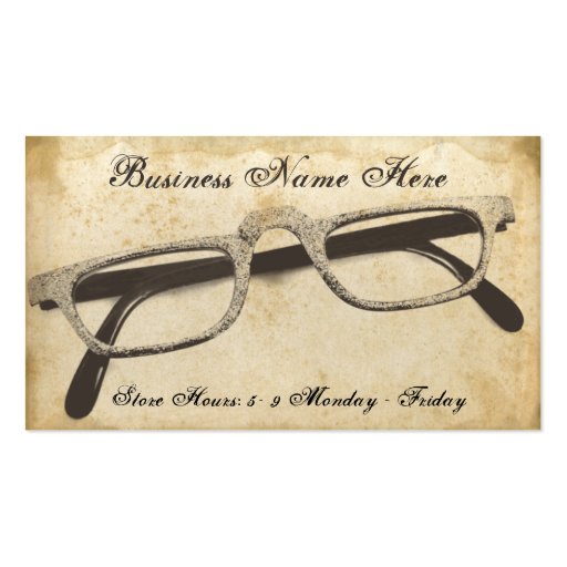 Retro Eyeglasses Grungy Paper Business Card (front side)