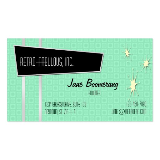 Retro-Fabulous Horizontal Business Cards (front side)