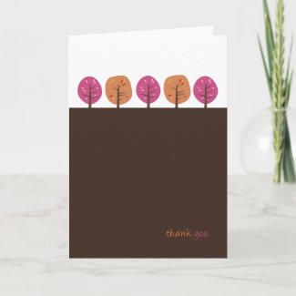 Retro Fall Trees | Thank You Card card