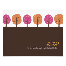 Retro Fall Trees | Thanksgiving RSVP Custom Announcements
