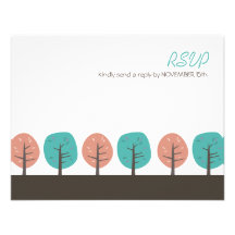 Retro Fall Trees | Thanksgiving RSVP Personalized Announcements