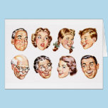 Retro Family Illustration Card cards