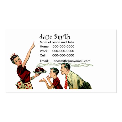 Retro Family Meal Time Contact Card Business Cards