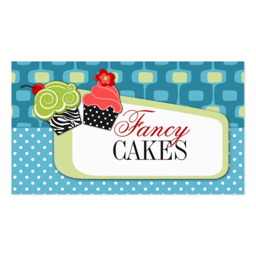 Retro Fancy Cupcake Bakery Business Cards (front side)