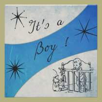 Retro feeling - It's a Boy announcement Card invitations