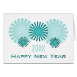 Retro Fireworks New Year's Card, Teal